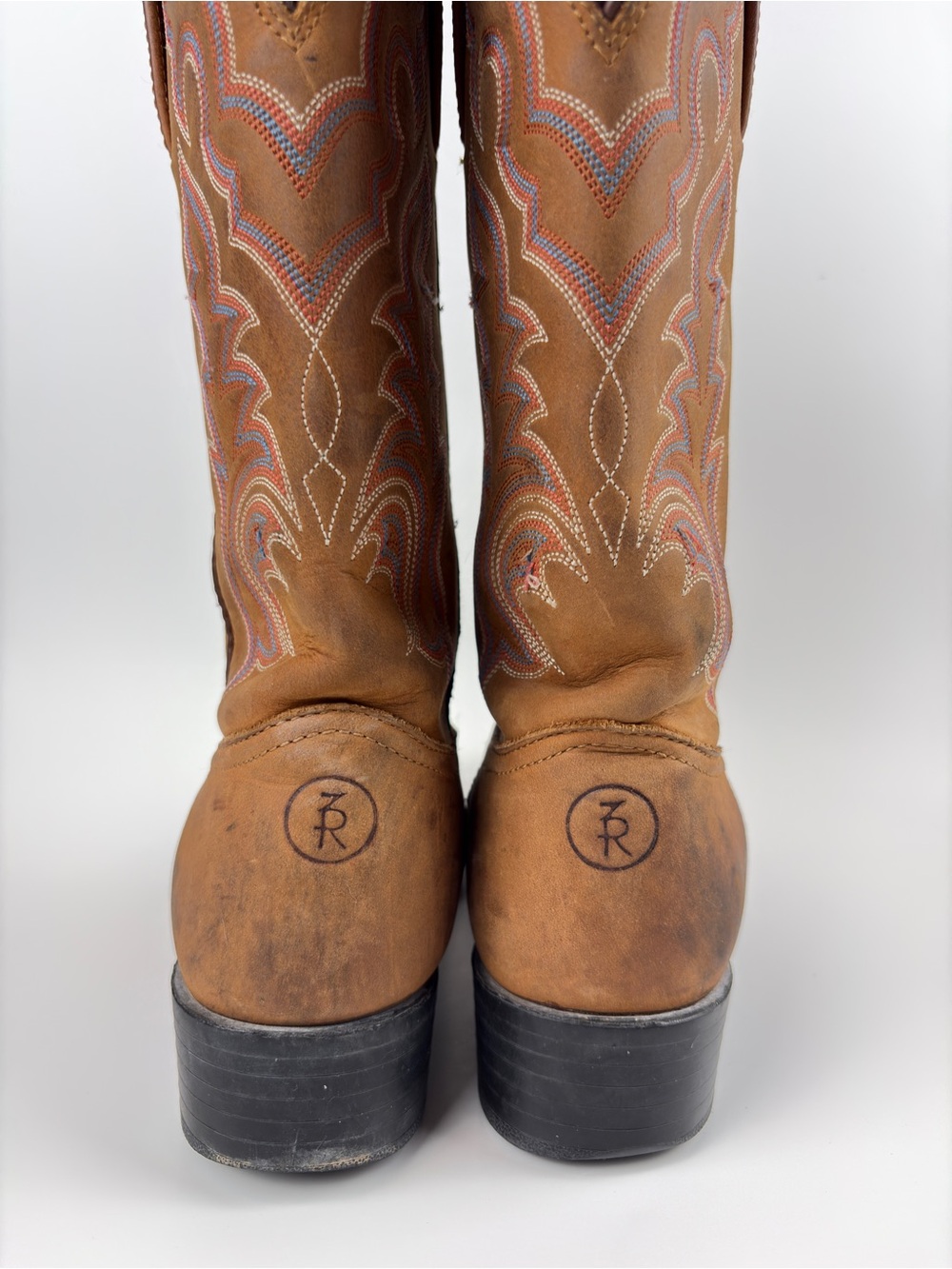 Tony Lama Boots Leather Brown Western Cowgirl - Picture 5 of 12